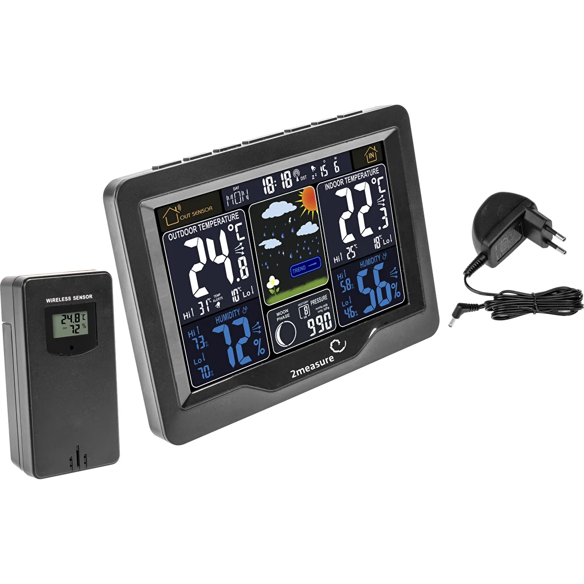 Weather station RCC, DCF – electronic, wireless, backlit, sensor, black
