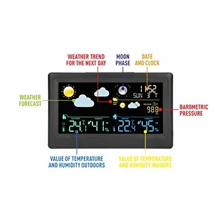 Electronic weather station - wireless, with sensor, black – photo 7