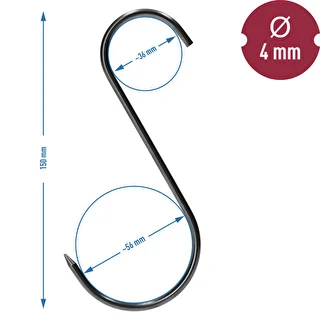 S-shaped smoking hooks, sharpened, 4 mm x 150 mm, 15 pcs. – photo 7
