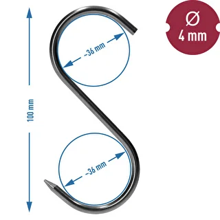 Smoking Hooks - S-shaped, sharpened, 4 mm x 100 mm, Pack of 5 – photo 6