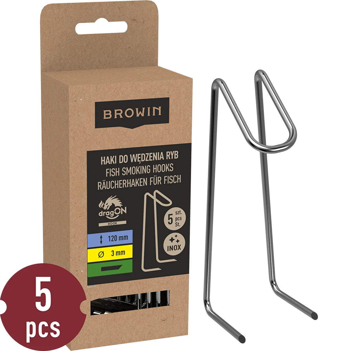 Stainless steel double fish smoking hooks 5 pcs.