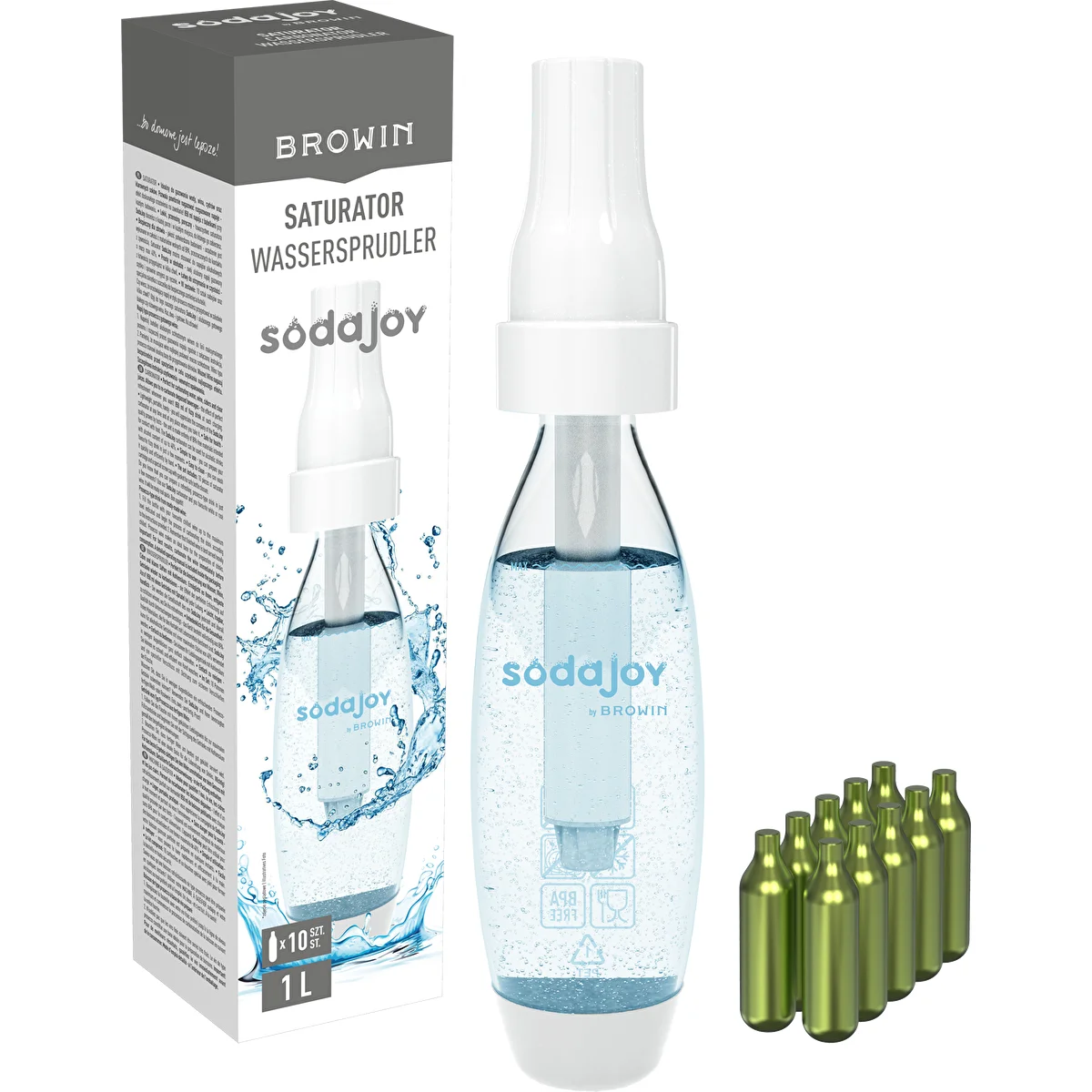 Carbonator for water and drinks + 10 carbonating cylinders
