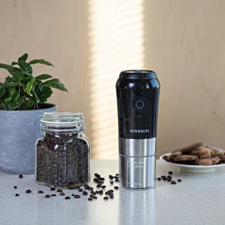 Electric burr grinder for coffee with brewer and thermal mug – photo 14