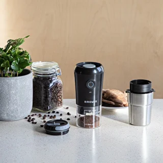 Electric burr grinder for coffee with brewer and thermal mug – photo 16