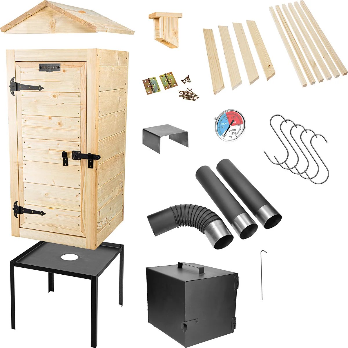 100 cm Wooden Smoker with Firebox