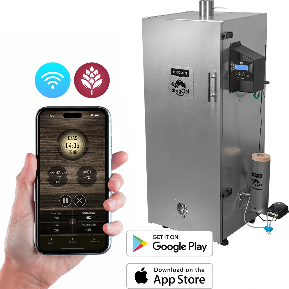 dragON Steel Smoker 220 L, IQ – with Wi‑Fi Controller