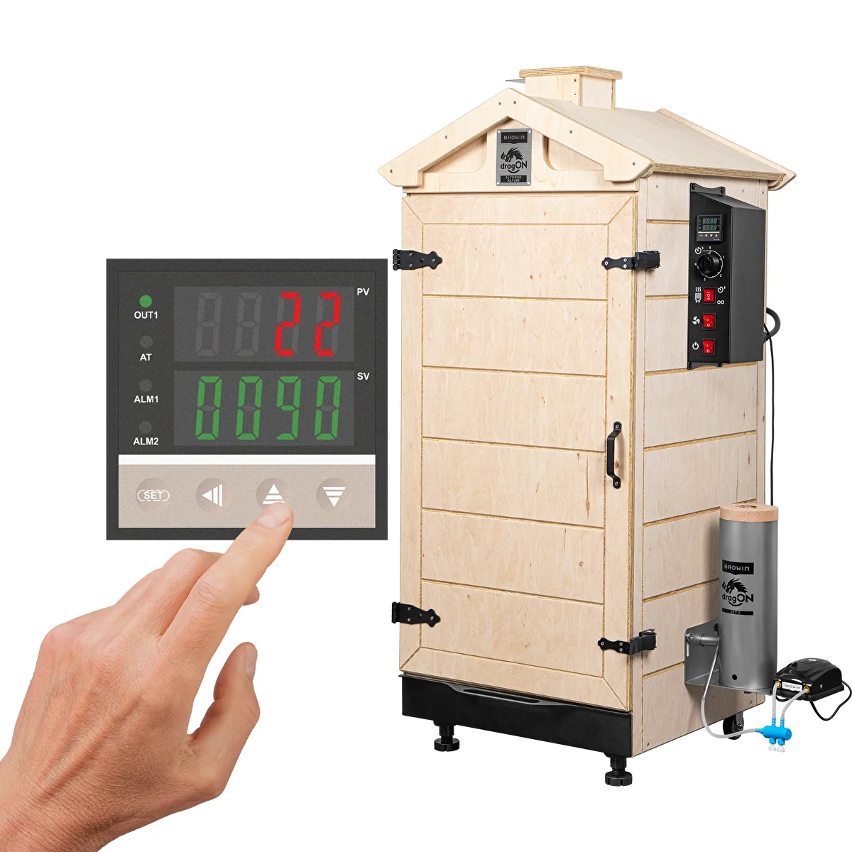 Frameless dragON PLYWOOD NATURE Smokehouse with Digital Controller, 200 L