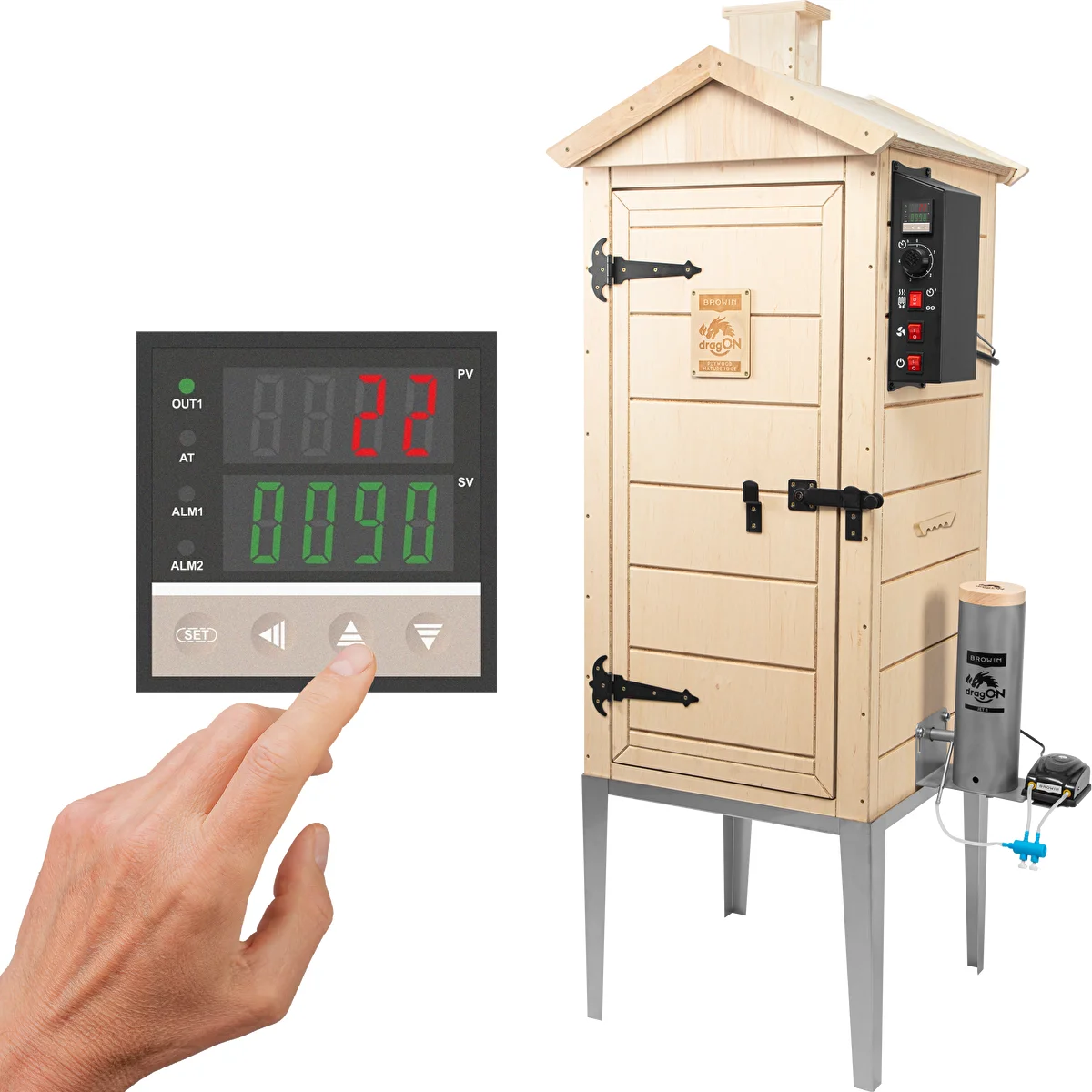 dragON PLYWOOD NATURE 100E Electric Smoker with Heating Module and Digital Controller