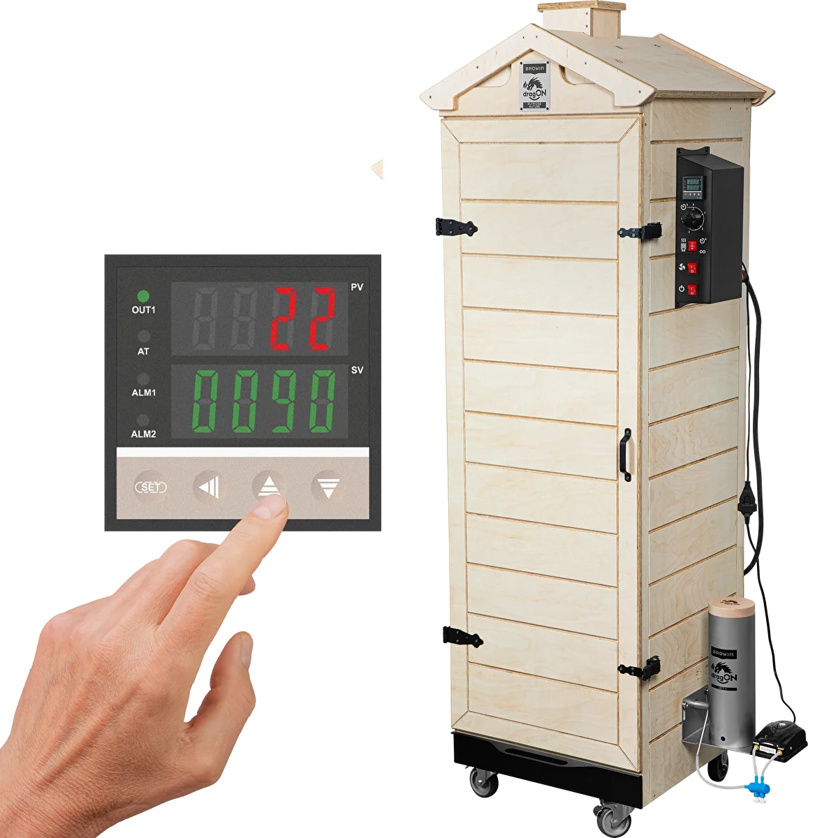 dragON PLYWOOD NATURE Smoker – frameless, modular, with digital controller, 320 L