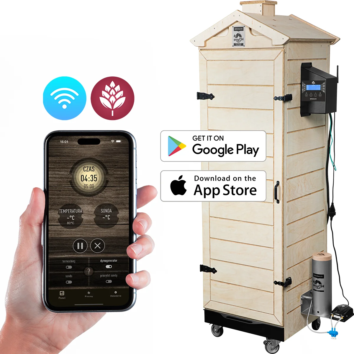 dragON PLYWOOD NATURE Frameless Modular Smoker with Wi-Fi Controller, 320 L
