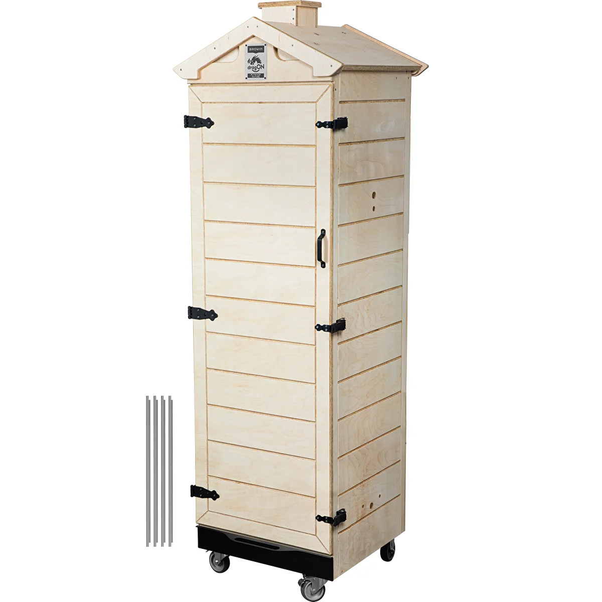 Smoking chamber made from certified plywood, frameless, 320 L, with wheels