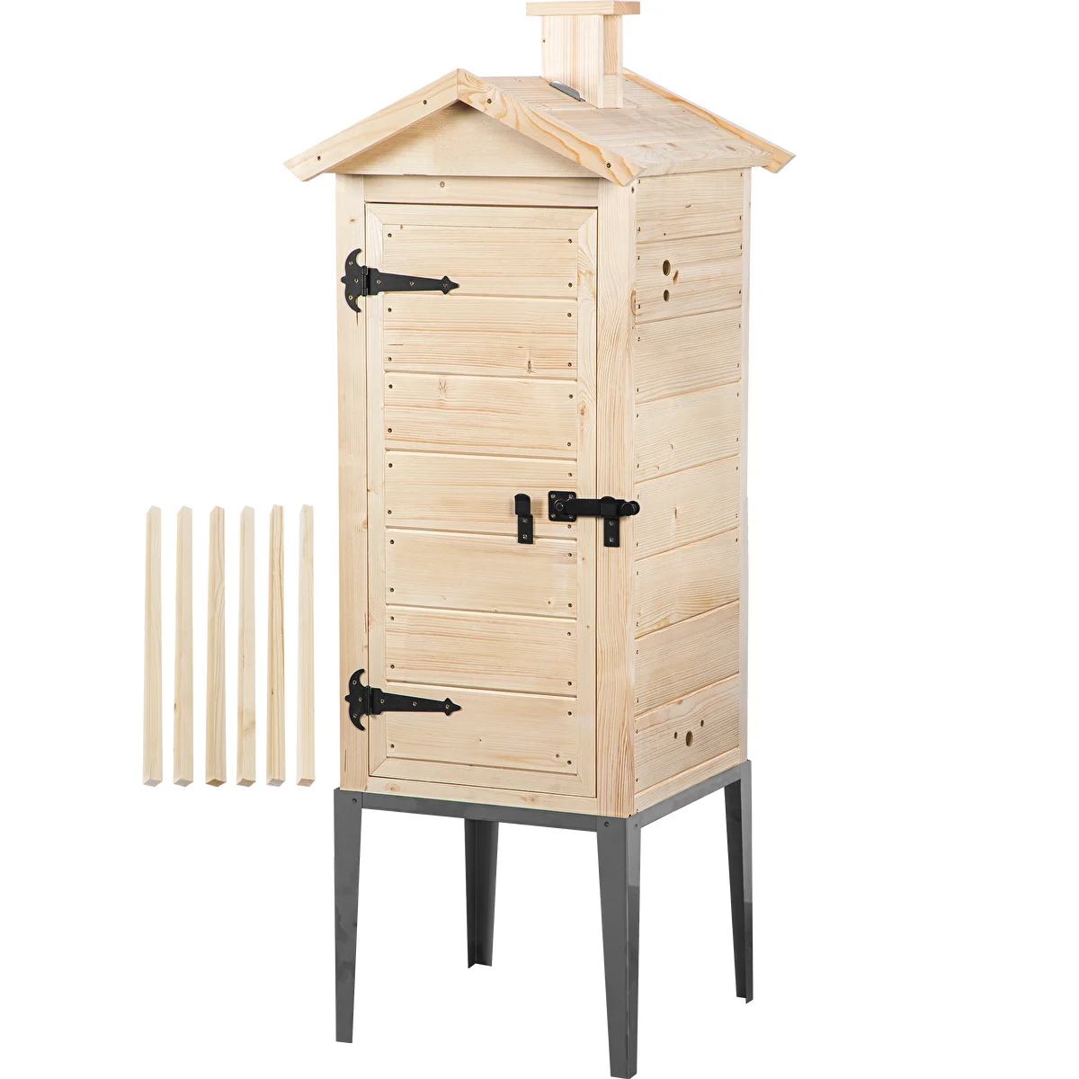 Spruce Wood Smoking Chamber, 200 L, with Stainless Steel Base