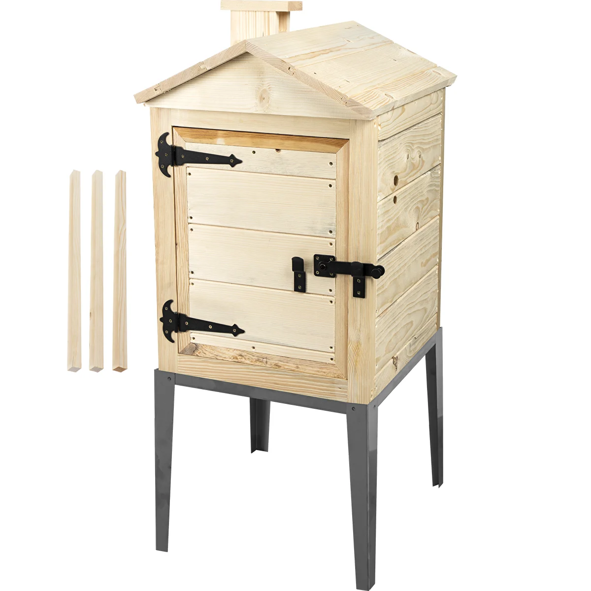 Spruce wood smoking chamber, 115 L, with stainless steel base