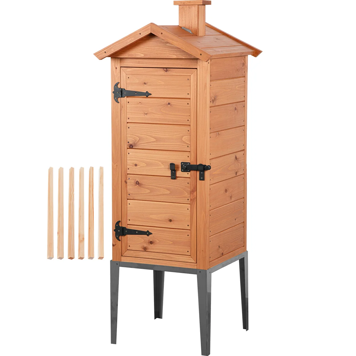Larch wood smoking chamber, 200 L, with stainless steel base