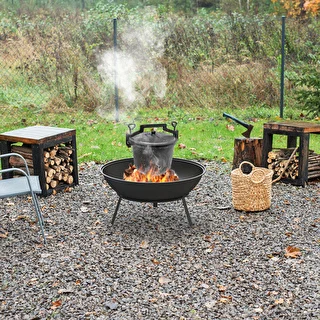 Round garden fire pit with grate, Ø55 cm, bowl – photo 11