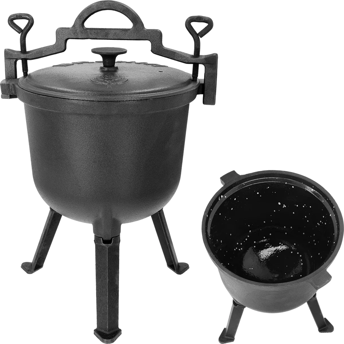 Cast Iron Hunter’s Cauldron with Enamel-Coated Interior, 8 L