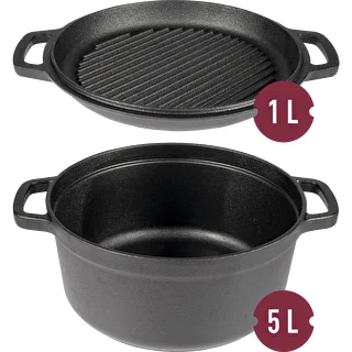 Cast iron pot with a pan, 5 L + 1 L – photo 2