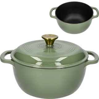 Enamelled Cast Iron Casserole - sage green, 4.5 L