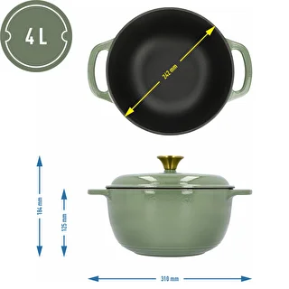 Enamelled Cast Iron Casserole - sage green, 4.5 L – photo 4