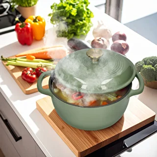 Enamelled Cast Iron Casserole - sage green, 4.5 L – photo 7