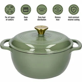 Enamelled Cast Iron Casserole - sage green, 4.5 L – photo 5