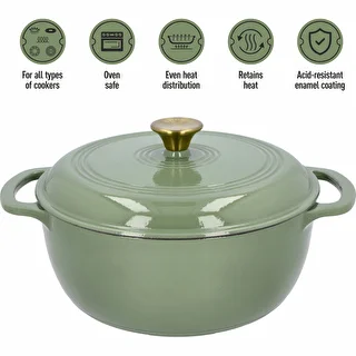 Enamelled Cast Iron Casserole - sage green, 5.8 L – photo 5