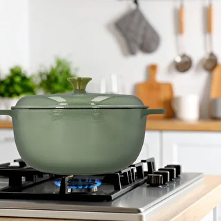 Enamelled Cast Iron Casserole - sage green, 5.8 L – photo 9