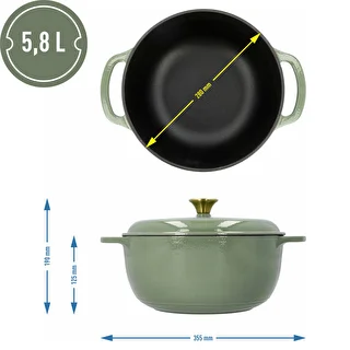 Enamelled Cast Iron Casserole - sage green, 5.8 L – photo 4