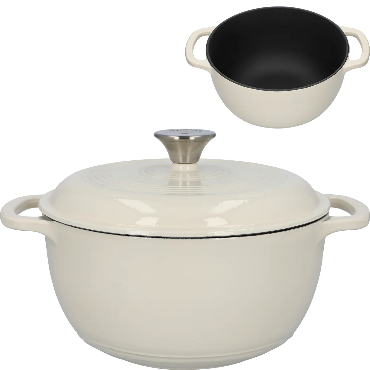 Enameled cast iron Dutch oven - ecru, 4 L