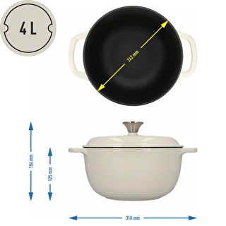 Enameled cast iron Dutch oven - ecru, 4 L – photo 4