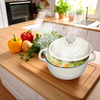 Enameled cast iron Dutch oven - ecru, 4 L – photo 7
