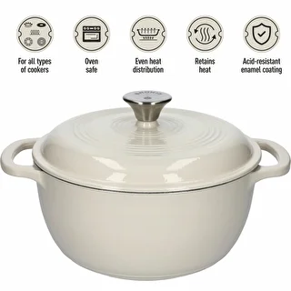 Enameled cast iron Dutch oven - ecru, 4 L – photo 5