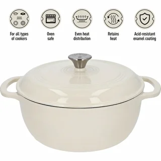 Enameled Cast Iron Dutch Oven - Ecru, 5.8 L – photo 5