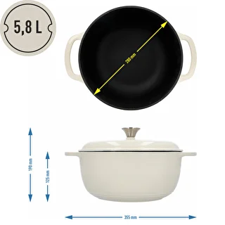 Enameled Cast Iron Dutch Oven - Ecru, 5.8 L – photo 4