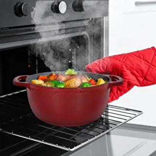 Enamelled Cast Iron Casserole - burgundy, 4 L – photo 8