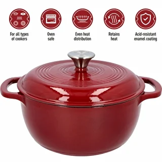 Enamelled Cast Iron Casserole - burgundy, 4 L – photo 5
