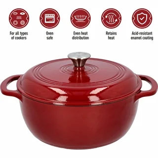 Enamelled Cast Iron Casserole - burgundy, 5.8 L – photo 5