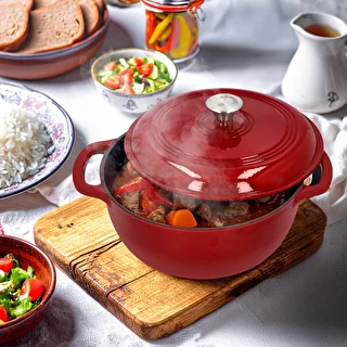 Enamelled Cast Iron Casserole - burgundy, 5.8 L – photo 7
