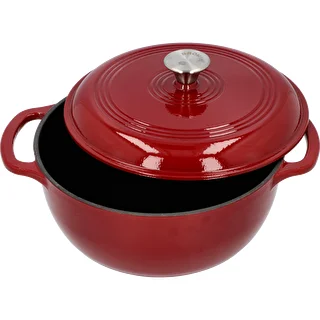 Enamelled Cast Iron Casserole - burgundy, 5.8 L – photo 2