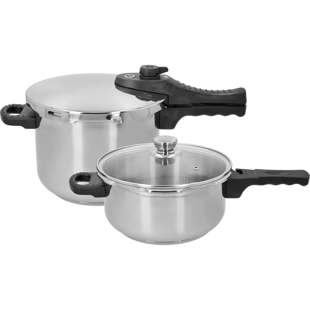 Stainless Steel Pressure Cooker Set, 4 L and 6 L
