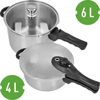 Stainless Steel Pressure Cooker Set, 4 L and 6 L – photo 3