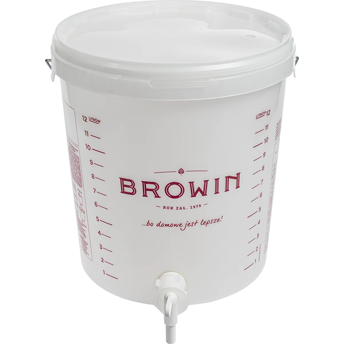 15 L fermentation container with a print, a tap, and a lid