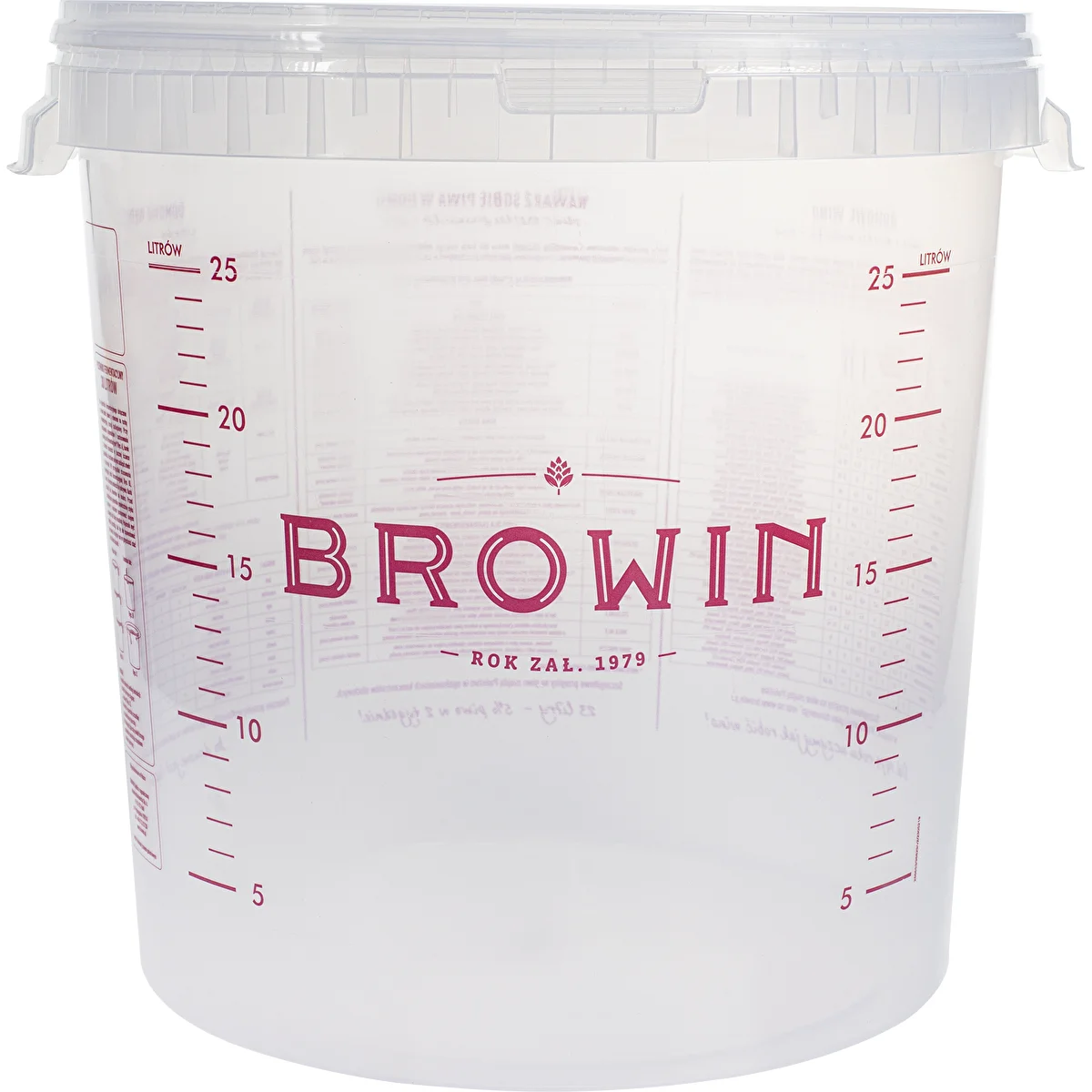 Fermentation container with an overprint and a lid, 30 L