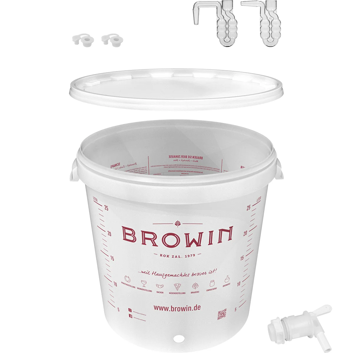 Fermentation bucket 30 L with BROWIN printing and tap DE