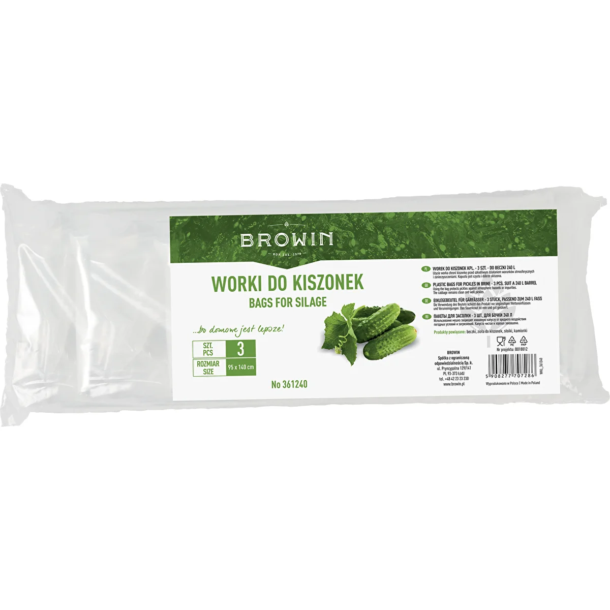 Barrel plastic bags 95x140 cm for 240l barrels / drums , 3 pcs.