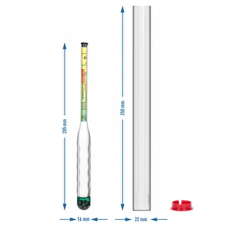 Shatterproof salinometer with test tube, measurement range: 0-300 g salt/L – photo 4
