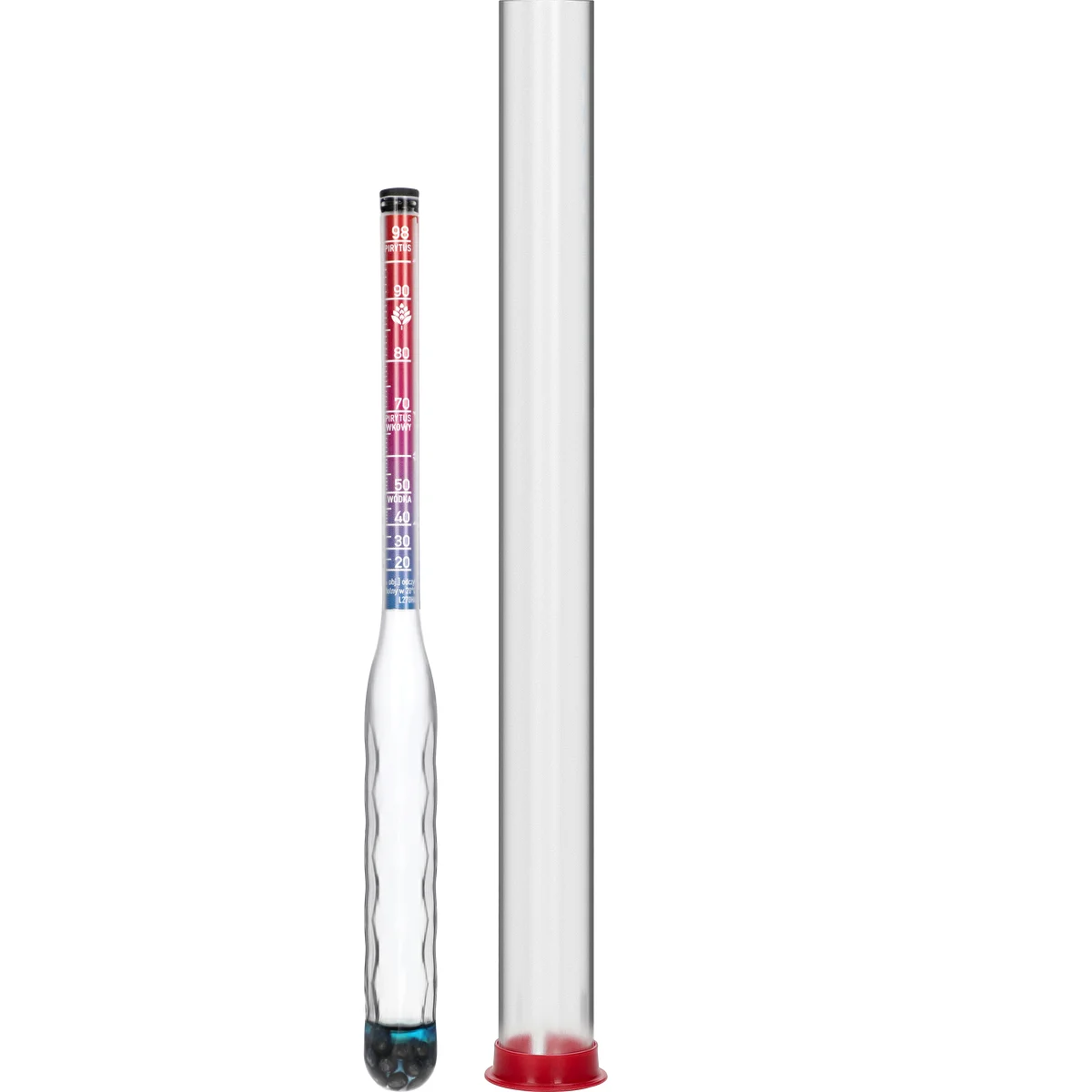 Unbreakable Alcohol Meter with Test Tube, Measurement Range 20-98%