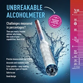Unbreakable Alcohol Meter with Test Tube, Measurement Range 20-98% – photo 5