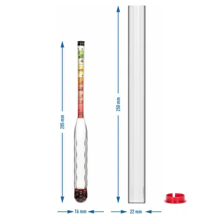 Shatterproof hydrometer with trial jar, measuring range: -5–35°Blg – photo 5