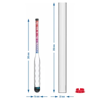 Shatterproof alcoholmeter with test tube, measuring range 20–98% – photo 7